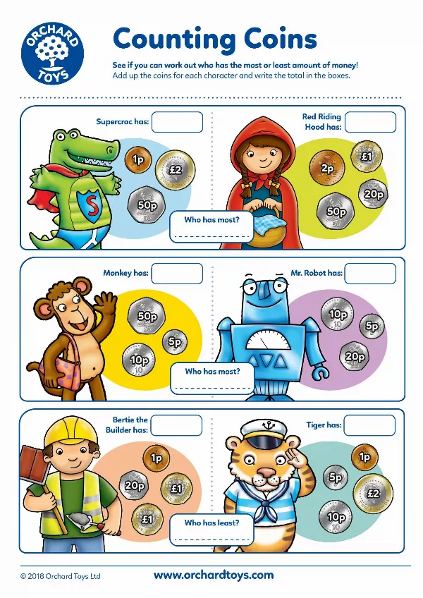 Counting Coins Activity Sheet